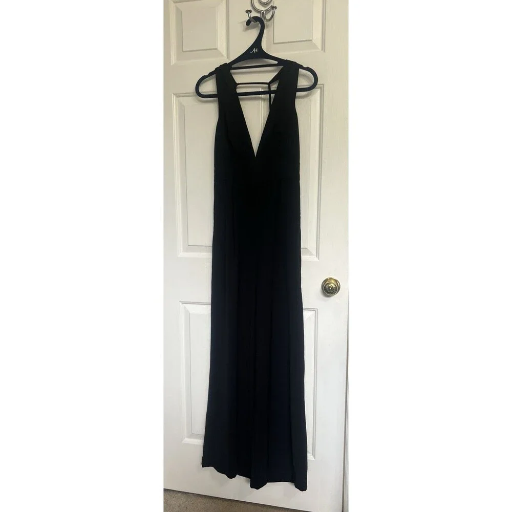 Lulus Black V Neck Wide Leg Jumpsuit Sz Small - Picture 3 of 15